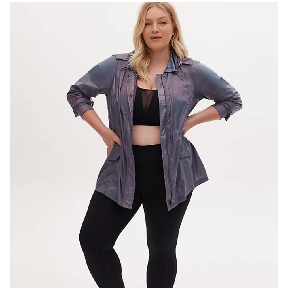 Torrid BLUE REFLECTIVE NYLON ACTIVE WINDBREAKER JACKET